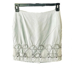 Banana Republic Factory beaded embroidered pencil skirt lined SZ 6 light blue